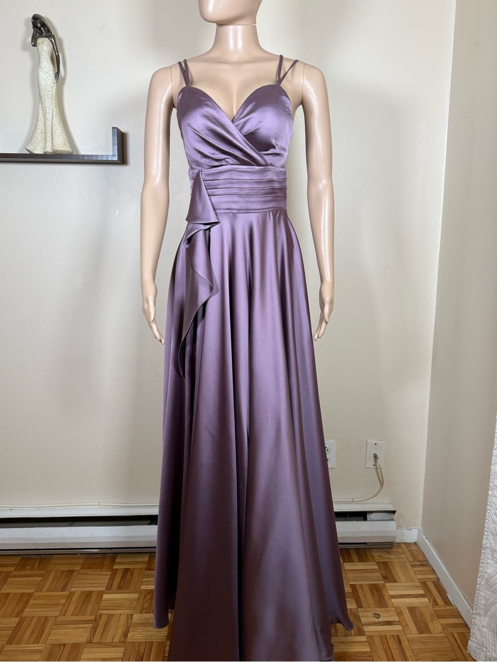 Elegant Satin Purple Evening Gown